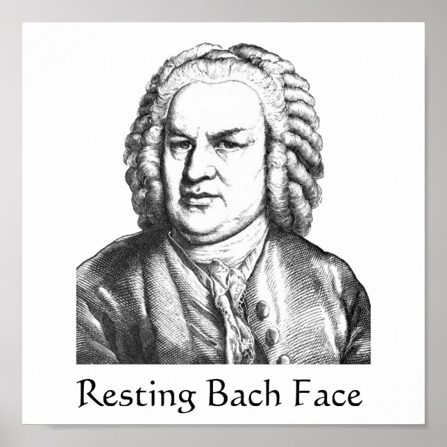 Póster Resting Bach Face Classical Music Composer (Frente)