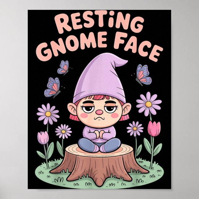Póster Resting Gnome Face Cute Funny Christmas Kawaii Car (Frente)