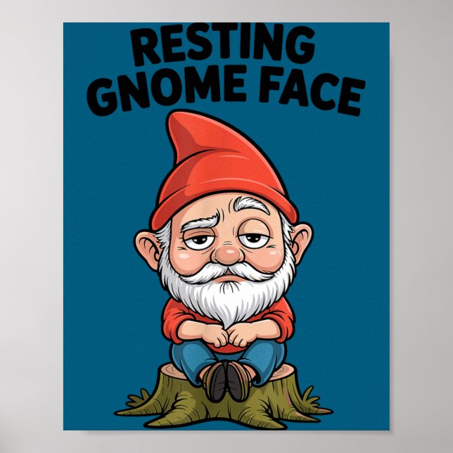 Póster Resting Gnome Face Cute Funny Christmas Kawaii Car (Frente)