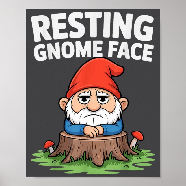Póster Resting Gnome Face Cute Funny Christmas Kawaii Car (Frente)