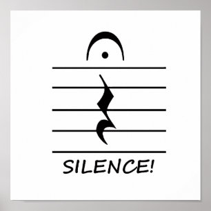 Póster Resto de la notación de música con silencio