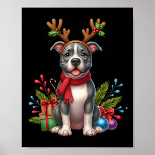 Póster Resto de Pitbull Santa Hat Xmas Navidades alumbrad