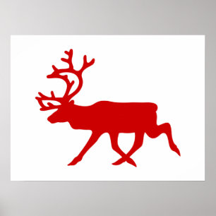 Póster Resto Rojo / Silhouette Caribou
