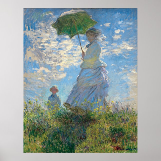 Póster Restored Monet's Woman with a Parasol The Stroll (Frente)