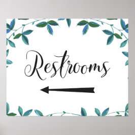 Póster Restrooms left arrow sign
