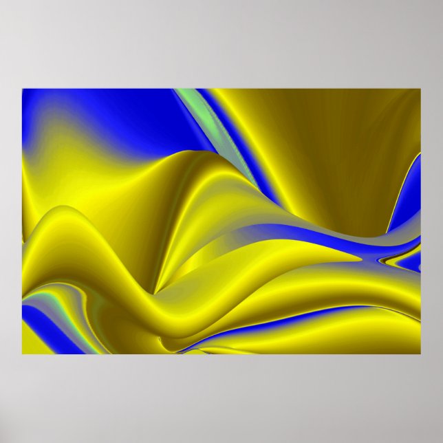 Póster Resumen 3D en verde azul dorado (Frente)