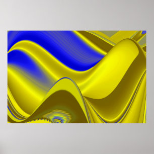 Póster Resumen 3D en verde azul dorado