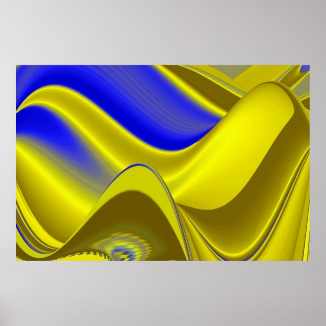 Póster Resumen 3D en verde azul dorado (Frente)