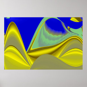 Póster Resumen 3D en verde azul dorado