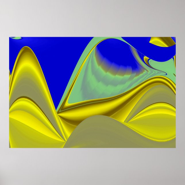 Póster Resumen 3D en verde azul dorado (Frente)