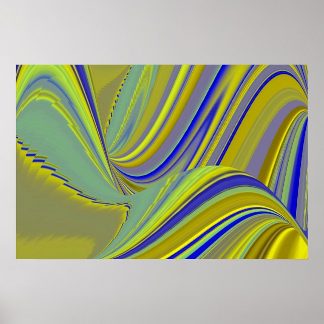 Póster Resumen 3D en verde azul dorado (Frente)