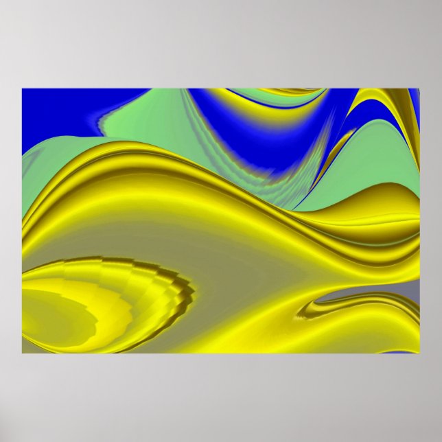 Póster Resumen 3D en verde azul dorado (Frente)