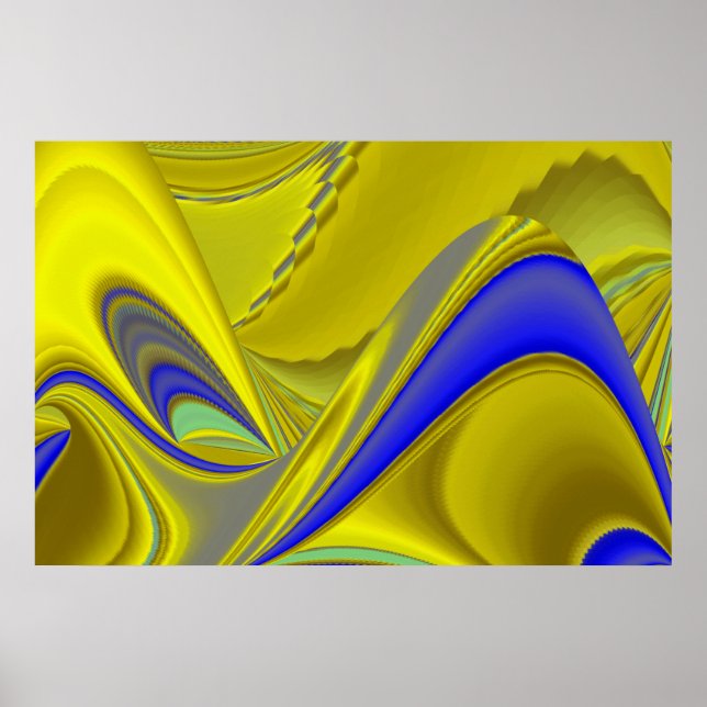 Póster Resumen 3D en verde azul dorado (Frente)