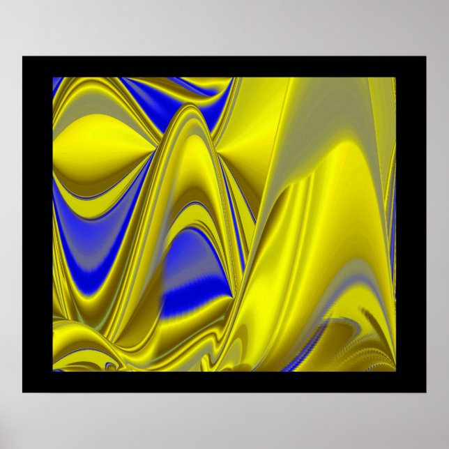 Póster Resumen 3D en verde azul dorado (Frente)