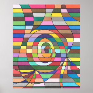 Póster Resumen abstracto con centro en espiral y rayas co