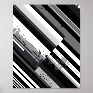 Póster Resumen abstracto diagonal monocromo