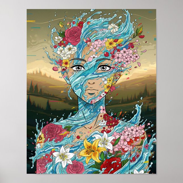 Póster Resumen anime: Espíritu de agua con florecimiento  (Frente)