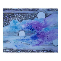 Resumen Art Blue Moon Poster rosa y gris