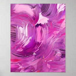 Póster Resumen Art Moderno Púrpura Rosa Blanco