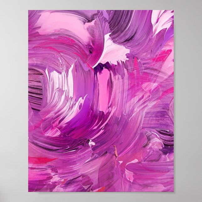 Póster Resumen Art Moderno Púrpura Rosa Blanco (Frente)