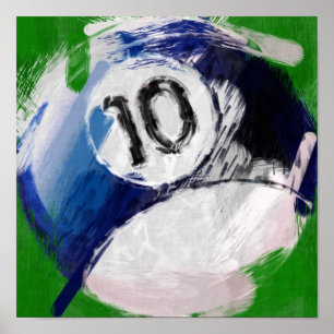 Póster Resumen Art Número 10 Billiards Ball