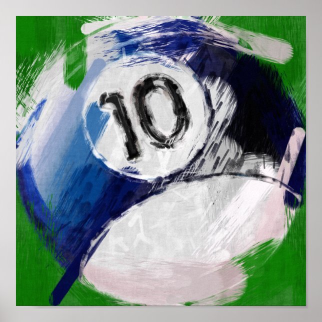 Póster Resumen Art Número 10 Billiards Ball (Frente)