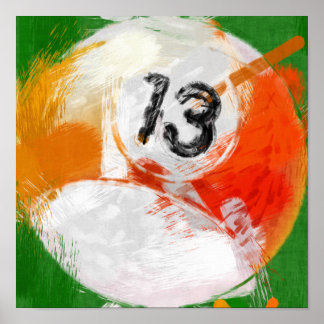 Póster Resumen Art Número 13 Billiards Ball