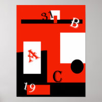 Resumen Art Red Black White Poster