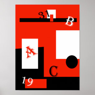Póster Resumen Art Red Black White Poster