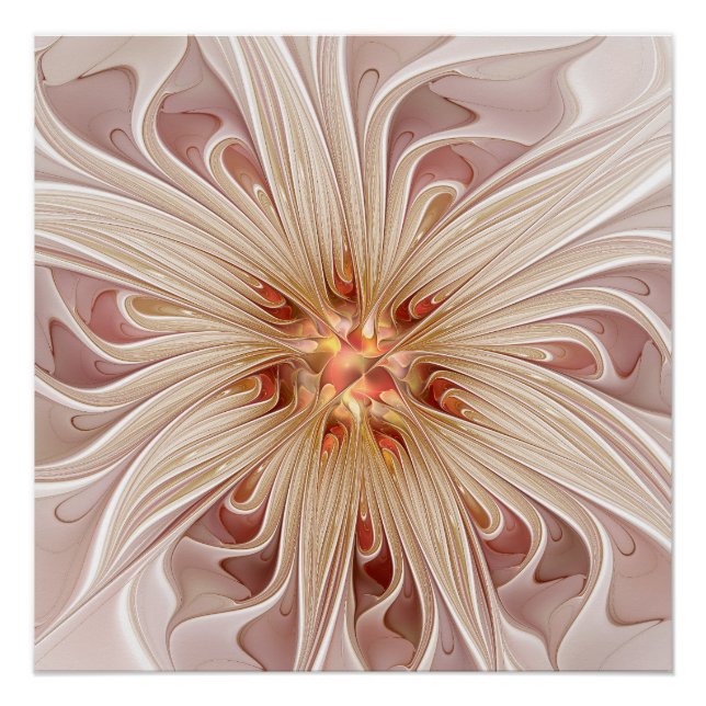 Póster Resumen Arte Fractal Peach Pastel Moderno (Anverso)