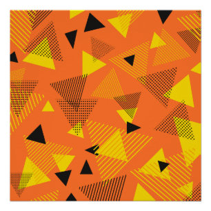Póster Resumen arte moderno triángulos Naranja negro amar