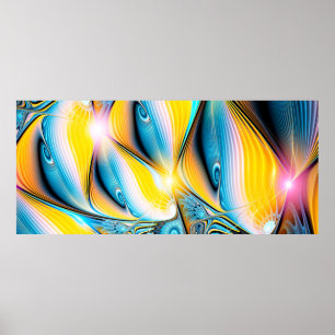 Póster Resumen artístico dorado y azul moderno bac