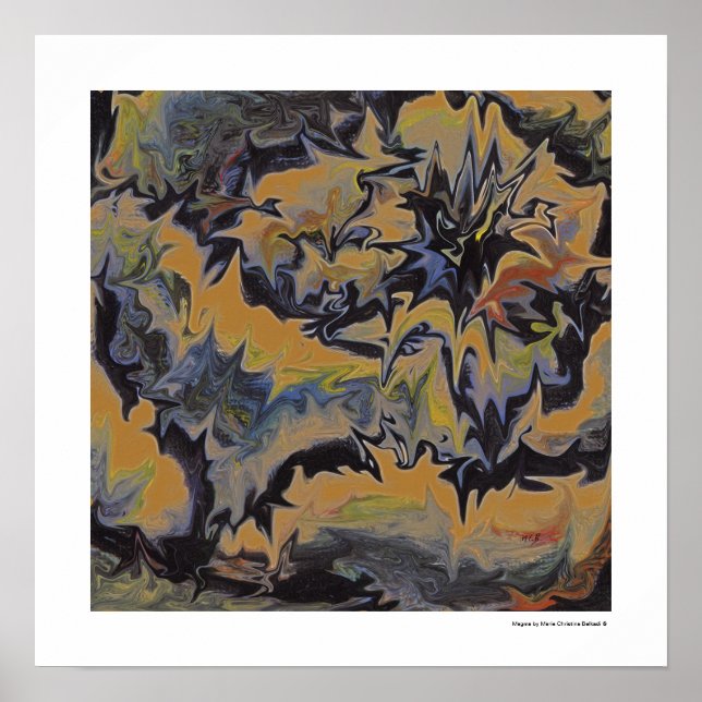 Póster Resumen Bella Artes pop Guay Retro amarillo azul o (Frente)