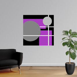 Póster Resumen Blanco negro gris morado