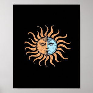 Póster Resumen Bohemio Vintage De Sol Y Luna