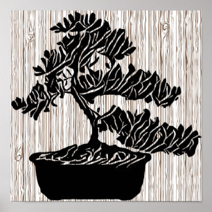 Póster Resumen Bonsai Tree Silhouette Original Art