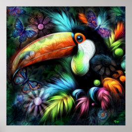 Póster Resumen caprichoso Naranja Verde azulado de Toucan
