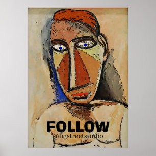 Póster Resumen Cara de hombre con FOLLOw, añadir Poster d