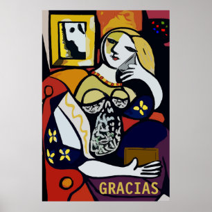 Póster Resumen Chica en el teléfono, editar texto, Gracia