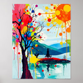 Póster Resumen colorido de un Poster de árbol