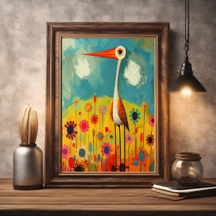 Póster Resumen Colorido Pájaro Vibrante Colores Nursera
