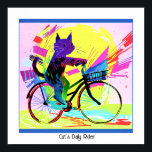 Póster Resumen colorido Pop Art Cat Montando en bicicleta<br><div class="desc">Esta imagen de un gato montando una bicicleta fue creada con estilo de arte pop. El título que elegí es "Cat's Daily Rider",  pero puedes cambiarlo. La imagen es de alta resolución 7168 x 7168 ppi y se puede descargar.</div>