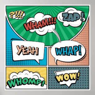 Póster Resumen concepto creativo comic pop art style blan