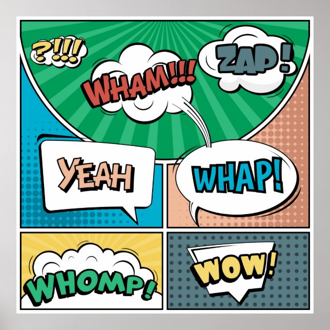 Póster Resumen concepto creativo comic pop art style blan (Frente)