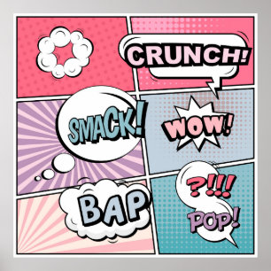 Póster Resumen concepto creativo comic pop art style blan