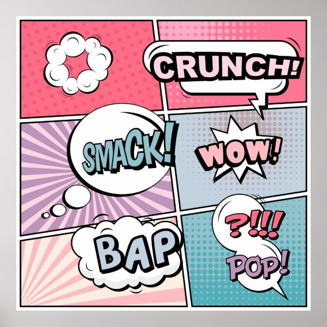 Póster Resumen concepto creativo comic pop art style blan (Frente)