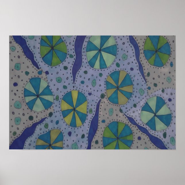 Póster Resumen cósmico azul y gris (Frente)