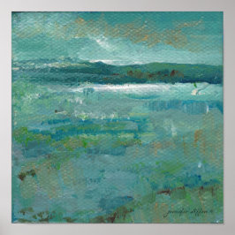 Póster Resumen costero de la pintura oceánica brillante