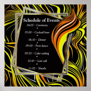 Póster Resumen creativo negro, amarillo y Naranja sin foc