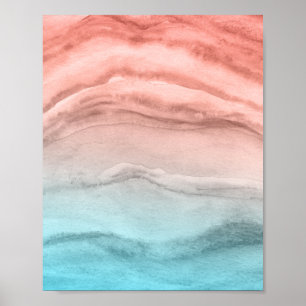 Póster Resumen de acuarela agata en colores de playa